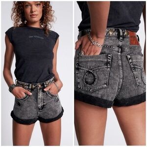 One Teaspoon Black and Gray High Waist Women Shorts